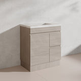 Lukka Camden Modern 750mm Freestanding Vanity E0 MDF Wood Grain PVC Film Cabinet with Left/Right Hand Drawers In Various Colours