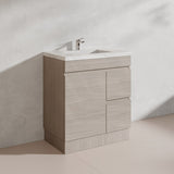 Lukka Camden Modern 750mm Freestanding Vanity E0 MDF Wood Grain PVC Film Cabinet with Left/Right Hand Drawers In Various Colours