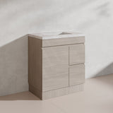 Lukka Camden Modern 750mm Freestanding Vanity E0 MDF Wood Grain PVC Film Cabinet with Left/Right Hand Drawers In Various Colours