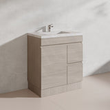Lukka Camden Modern 750mm Freestanding Vanity E0 MDF Wood Grain PVC Film Cabinet with Left/Right Hand Drawers In Various Colours