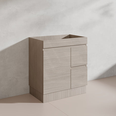 Lukka Camden Modern 750mm Freestanding Vanity E0 MDF Wood Grain PVC Film Cabinet with Left/Right Hand Drawers In Various Colours