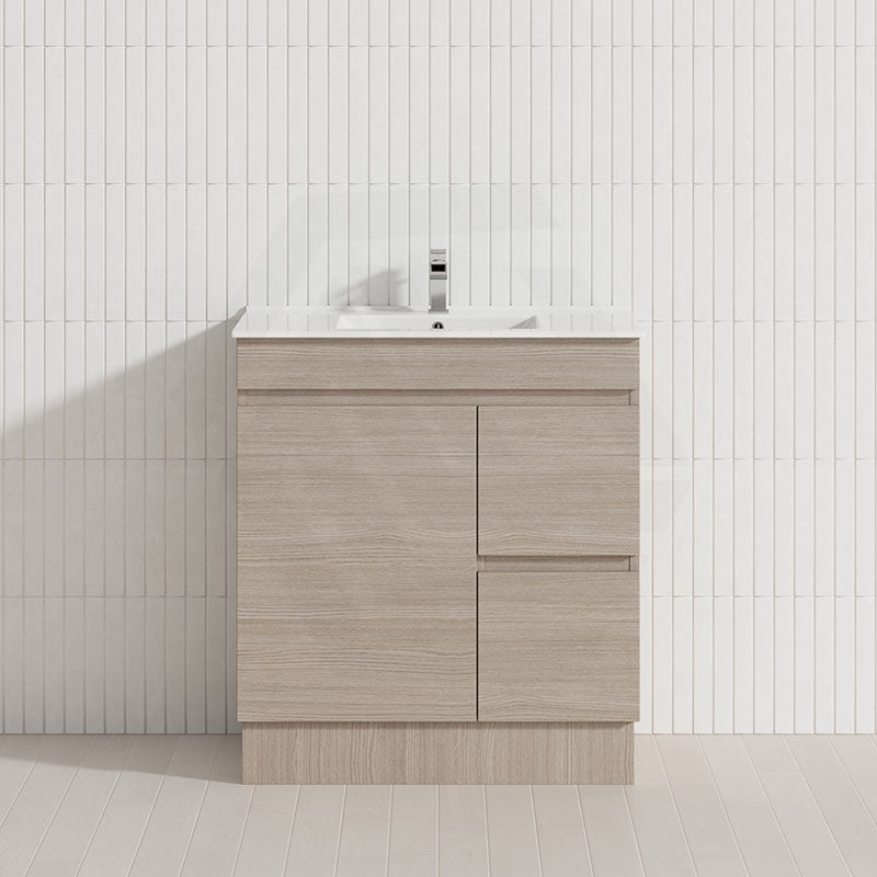 Lukka Camden Modern 750mm Freestanding Vanity E0 MDF Wood Grain PVC Film Cabinet with Left/Right Hand Drawers In Various Colours