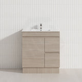 Lukka Camden Modern 750mm Freestanding Vanity E0 MDF Wood Grain PVC Film Cabinet with Left/Right Hand Drawers In Various Colours