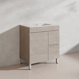 Lukka Camden Modern 750mm Freestanding Vanity E0 MDF Wood Grain PVC Film Cabinet with Left/Right Hand Drawers In Various Colours