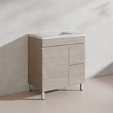 Lukka Camden Modern 750mm Freestanding Vanity E0 MDF Wood Grain PVC Film Cabinet with Left/Right Hand Drawers In Various Colours