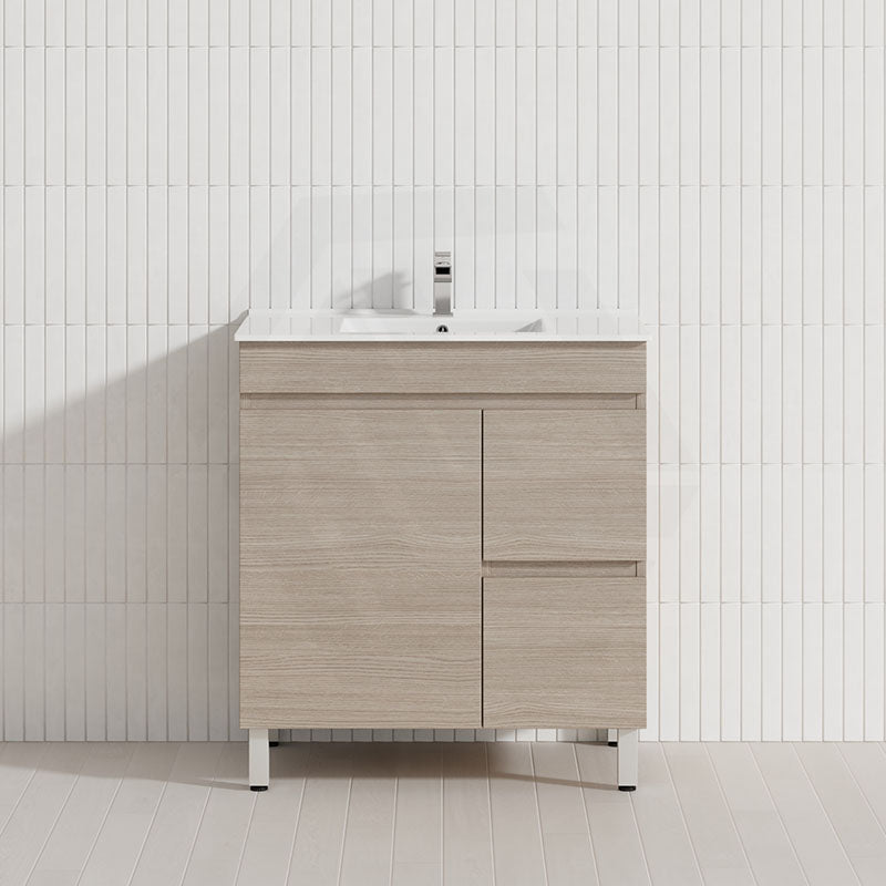 Lukka Camden Modern 750mm Freestanding Vanity E0 MDF Wood Grain PVC Film Cabinet with Left/Right Hand Drawers In Various Colours