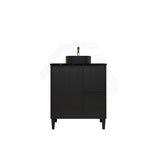 Lukka Crete Modern 600-1500mm Matt Black/White Freestanding Vanity with Legs PVC Board Linear Surface