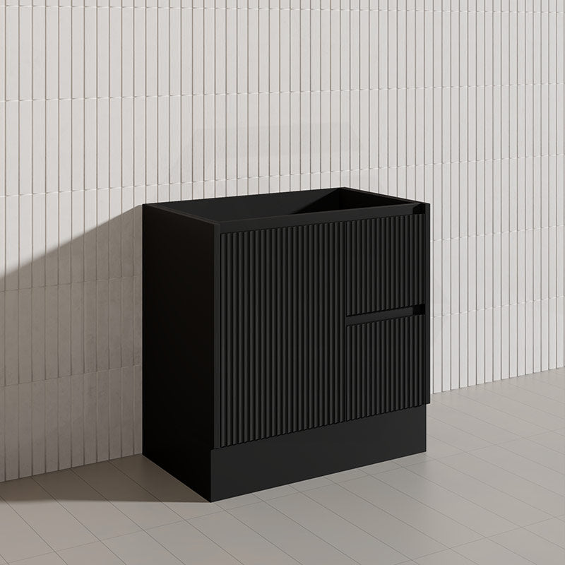 Lukka Crete Modern 750mm Matt Black/White Freestanding Vanity PVC Board Linear Surface