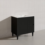Lukka Crete Modern 750mm Matt Black/White Freestanding Vanity PVC Board Linear Surface