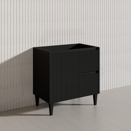 Lukka Crete Modern 750mm Matt Black/White Freestanding Vanity PVC Board Linear Surface
