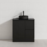 Lukka Crete Modern 600-1500mm Matt Black/White Freestanding Vanity with Kickboard PVC Board Linear Surface