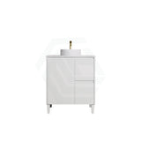 Lukka Crete Modern 600-1500mm Matt Black/White Freestanding Vanity with Legs PVC Board Linear Surface