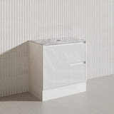Lukka Crete Modern 750mm Matt Black/White Freestanding Vanity PVC Board Linear Surface
