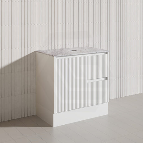 Lukka Crete Modern 750mm Matt Black/White Freestanding Vanity PVC Board Linear Surface