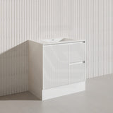 Lukka Crete Modern 750mm Matt Black/White Freestanding Vanity PVC Board Linear Surface