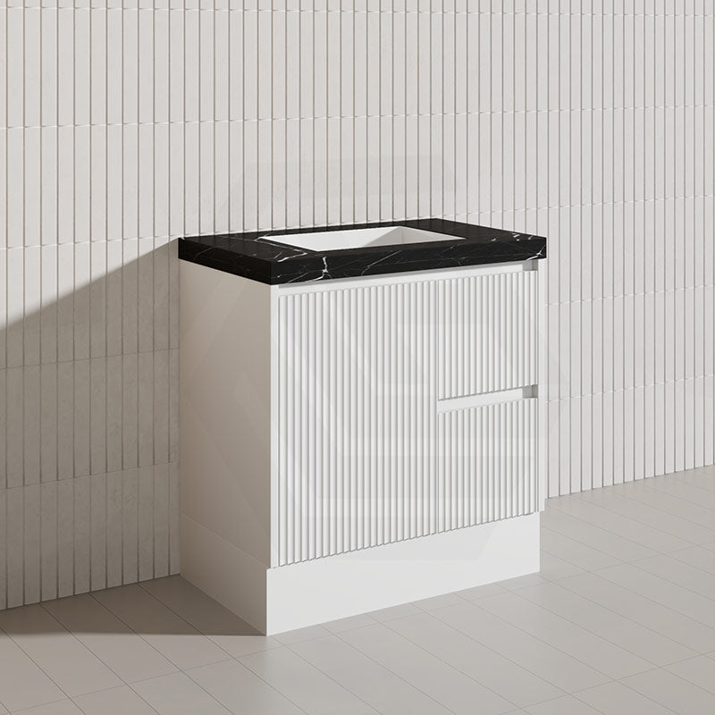 Lukka Crete Modern 750mm Matt Black/White Freestanding Vanity PVC Board Linear Surface