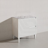Lukka Crete Modern 750mm Matt Black/White Freestanding Vanity PVC Board Linear Surface