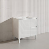 Lukka Crete Modern 750mm Matt Black/White Freestanding Vanity PVC Board Linear Surface