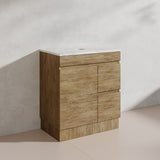 Lukka Camden Modern 750mm Freestanding Vanity E0 MDF Wood Grain PVC Film Cabinet with Left/Right Hand Drawers In Various Colours