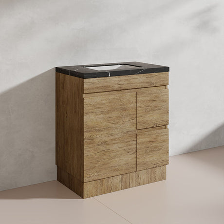 Lukka Camden Modern 750mm Freestanding Vanity E0 MDF Wood Grain PVC Film Cabinet with Left/Right Hand Drawers In Various Colours