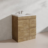Lukka Camden Modern 750mm Freestanding Vanity E0 MDF Wood Grain PVC Film Cabinet with Left/Right Hand Drawers In Various Colours