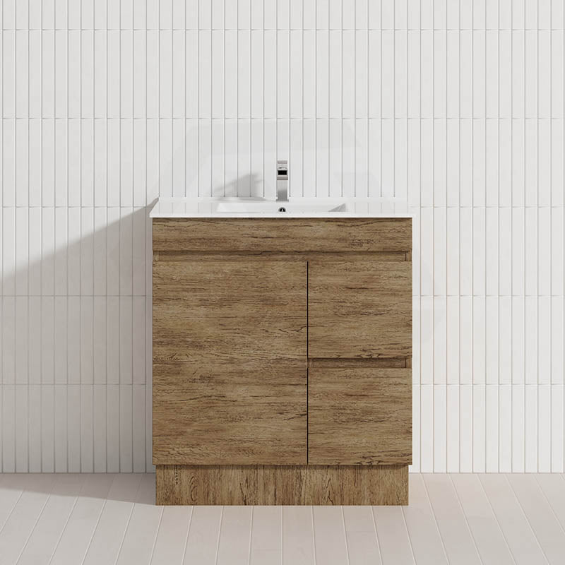 Lukka Camden Modern 750mm Freestanding Vanity E0 MDF Wood Grain PVC Film Cabinet with Left/Right Hand Drawers In Various Colours