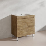 Lukka Camden Modern 750mm Freestanding Vanity E0 MDF Wood Grain PVC Film Cabinet with Left/Right Hand Drawers In Various Colours