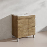 Lukka Camden Modern 750mm Freestanding Vanity E0 MDF Wood Grain PVC Film Cabinet with Left/Right Hand Drawers In Various Colours