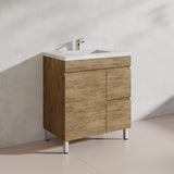 Lukka Camden Modern 750mm Freestanding Vanity E0 MDF Wood Grain PVC Film Cabinet with Left/Right Hand Drawers In Various Colours
