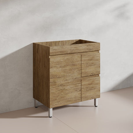Lukka Camden Modern 750mm Freestanding Vanity E0 MDF Wood Grain PVC Film Cabinet with Left/Right Hand Drawers In Various Colours