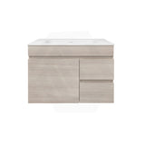 Lukka Camden Modern 750mm Wall Hung Vanity E0 MDF Wood Grain PVC Film Cabinet with Left/Right Hand Drawers In Various Colours