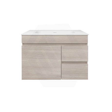 Lukka Camden Morden 750mm Wall Hung Vanity E0 MDF Wood Grain PVC Film Cabinet with Left/Right Hand Drawers In Various Colours