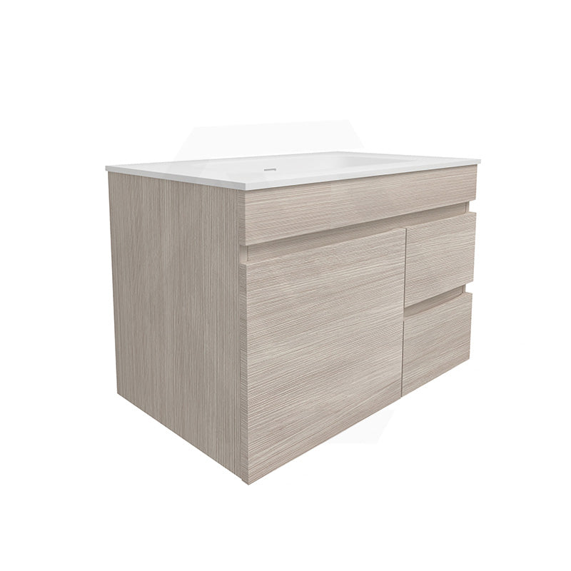 Lukka Camden Modern 750mm Wall Hung Vanity E0 MDF Wood Grain PVC Film Cabinet with Left/Right Hand Drawers In Various Colours