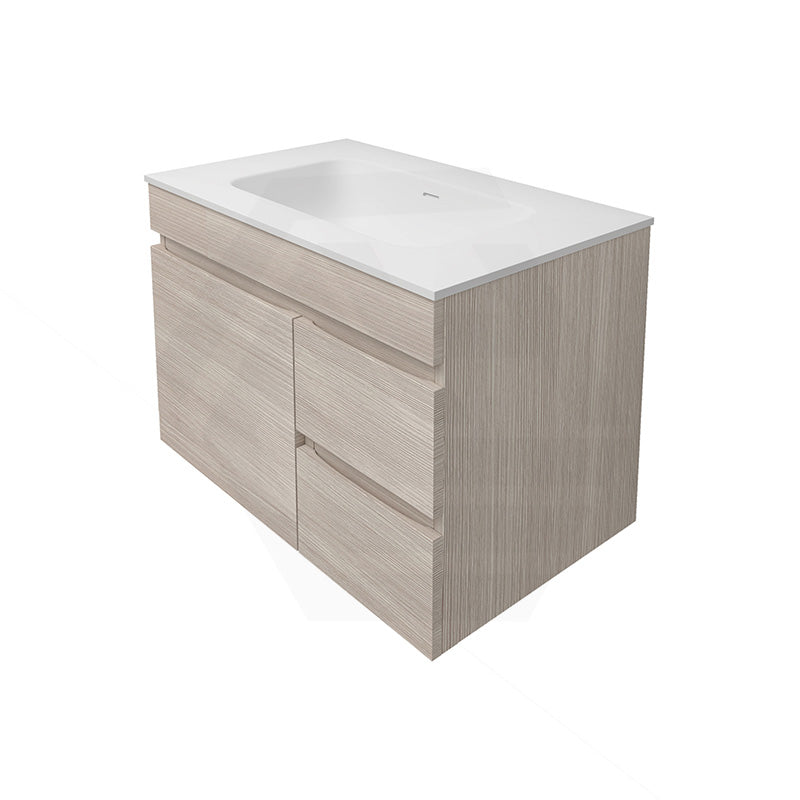 Lukka Camden Modern 750mm Wall Hung Vanity E0 MDF Wood Grain PVC Film Cabinet with Left/Right Hand Drawers In Various Colours