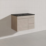 Lukka Camden Modern 750mm Wall Hung Vanity E0 MDF Wood Grain PVC Film Cabinet with Left/Right Hand Drawers In Various Colours