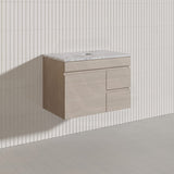 Lukka Camden Modern 750mm Wall Hung Vanity E0 MDF Wood Grain PVC Film Cabinet with Left/Right Hand Drawers In Various Colours