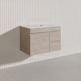 Lukka Camden Modern 750mm Wall Hung Vanity E0 MDF Wood Grain PVC Film Cabinet with Left/Right Hand Drawers In Various Colours
