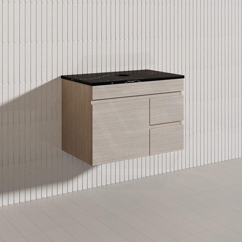 Lukka Camden Modern 750mm Wall Hung Vanity E0 MDF Wood Grain PVC Film Cabinet with Left/Right Hand Drawers In Various Colours