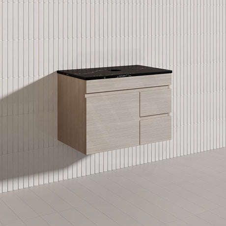 Lukka Camden Modern 750mm Wall Hung Vanity E0 MDF Wood Grain PVC Film Cabinet with Left/Right Hand Drawers In Various Colours