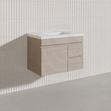 Lukka Camden Modern 750mm Wall Hung Vanity E0 MDF Wood Grain PVC Film Cabinet with Left/Right Hand Drawers In Various Colours