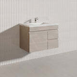 Lukka Camden Modern 750mm Wall Hung Vanity E0 MDF Wood Grain PVC Film Cabinet with Left/Right Hand Drawers In Various Colours