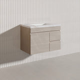 Lukka Camden Modern 750mm Wall Hung Vanity E0 MDF Wood Grain PVC Film Cabinet with Left/Right Hand Drawers In Various Colours