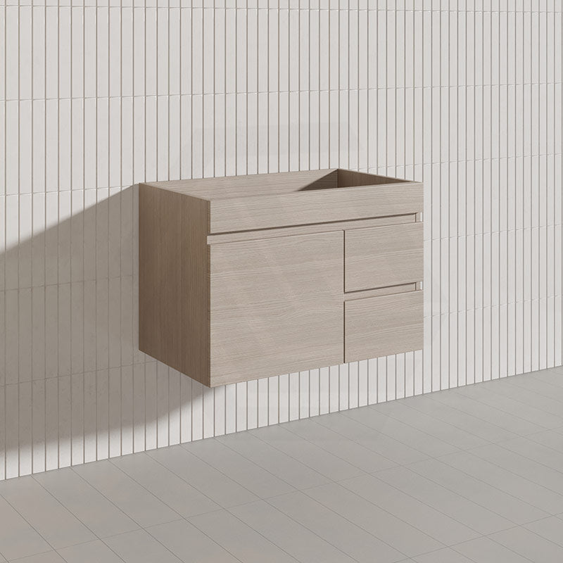 Lukka Camden Modern 750mm Wall Hung Vanity E0 MDF Wood Grain PVC Film Cabinet with Left/Right Hand Drawers In Various Colours