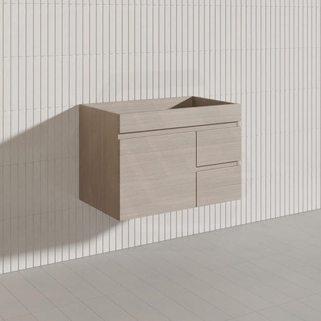 Lukka Camden Modern 750mm Wall Hung Vanity E0 MDF Wood Grain PVC Film Cabinet with Left/Right Hand Drawers In Various Colours