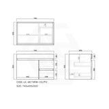 Lukka Camden Modern 750mm Wall Hung Vanity E0 MDF Wood Grain PVC Film Cabinet with Left/Right Hand Drawers In Various Colours