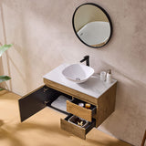 Lukka Camden Modern 750mm Wall Hung Vanity E0 MDF Wood Grain PVC Film Cabinet with Left/Right Hand Drawers In Various Colours