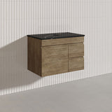 Lukka Camden Modern 750mm Wall Hung Vanity E0 MDF Wood Grain PVC Film Cabinet with Left/Right Hand Drawers In Various Colours