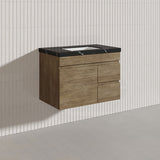 Lukka Camden Modern 750mm Wall Hung Vanity E0 MDF Wood Grain PVC Film Cabinet with Left/Right Hand Drawers In Various Colours