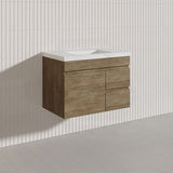 Lukka Camden Modern 750mm Wall Hung Vanity E0 MDF Wood Grain PVC Film Cabinet with Left/Right Hand Drawers In Various Colours