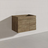 Lukka Camden Modern 750mm Wall Hung Vanity E0 MDF Wood Grain PVC Film Cabinet with Left/Right Hand Drawers In Various Colours